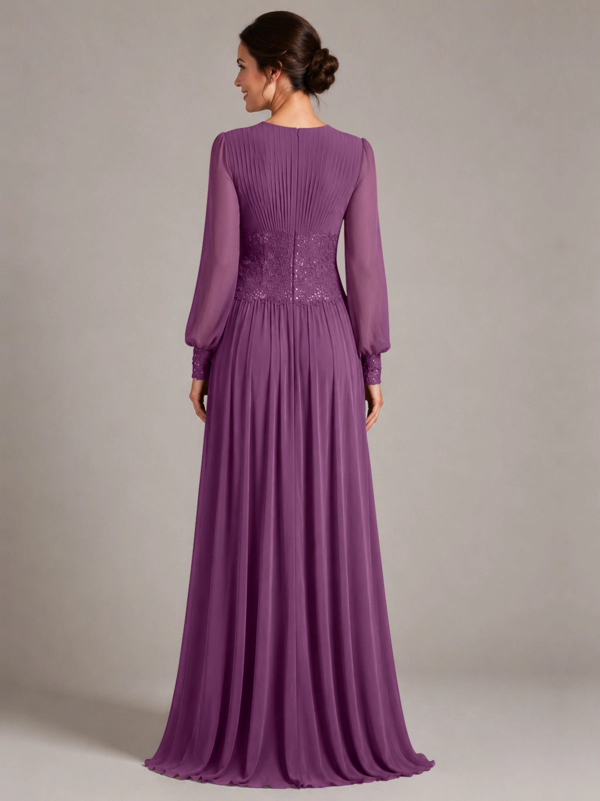 Chiffon Mother of the Bride Dress with Jewel Neckline 
