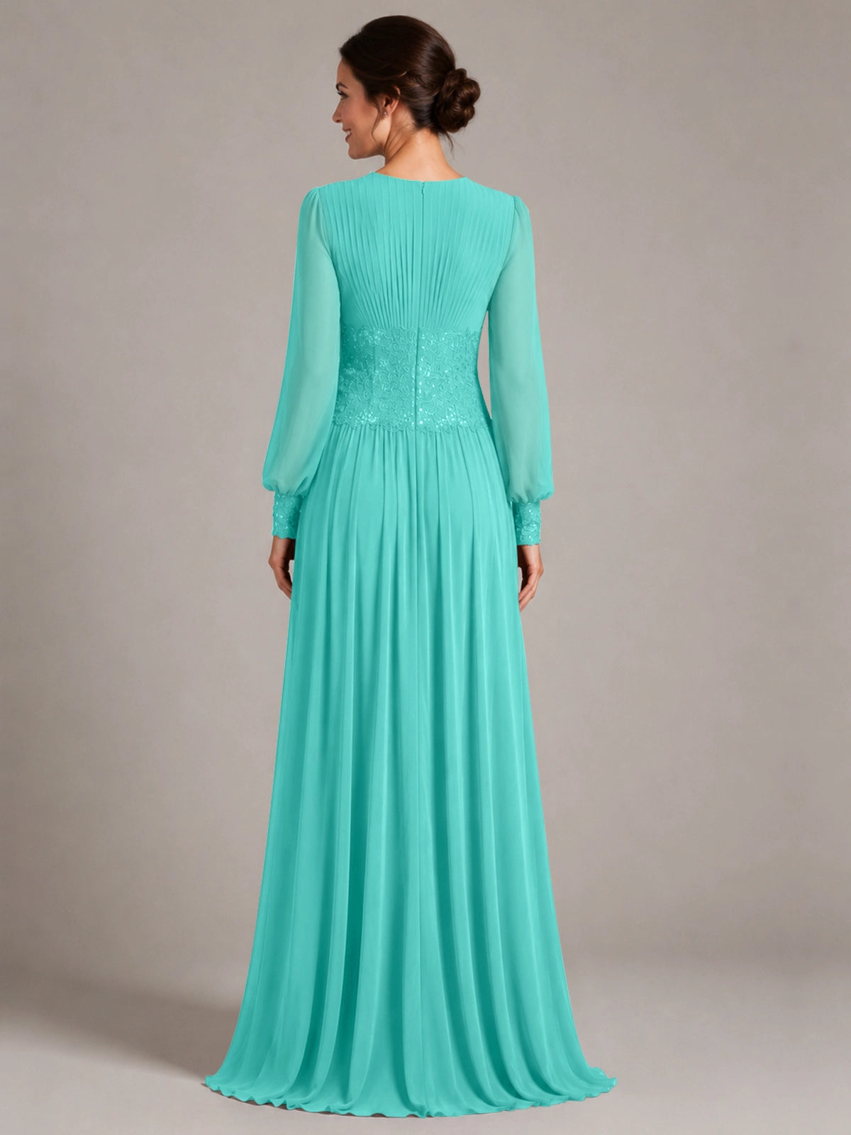 Chiffon Mother of the Bride Dress with Jewel Neckline 