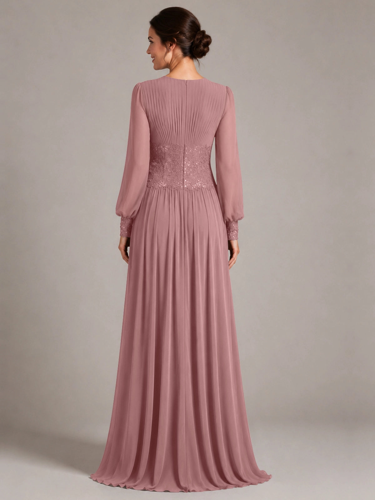 Chiffon Mother of the Bride Dress with Jewel Neckline 