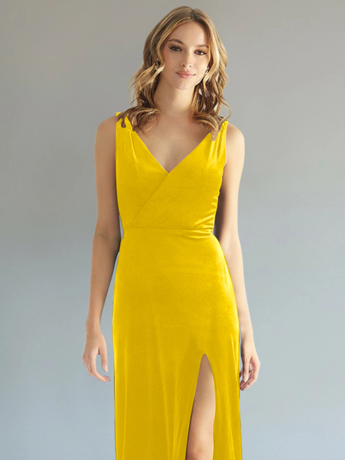 Velvet Bridesmaid Dress with Slit 