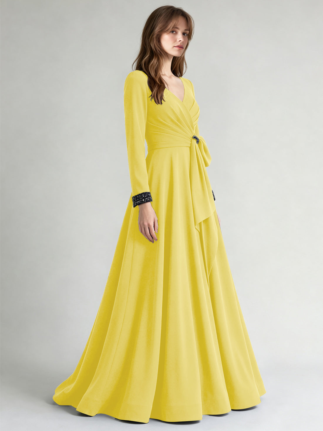 Stretch Satin Mother of the Bride Dress with Crystal