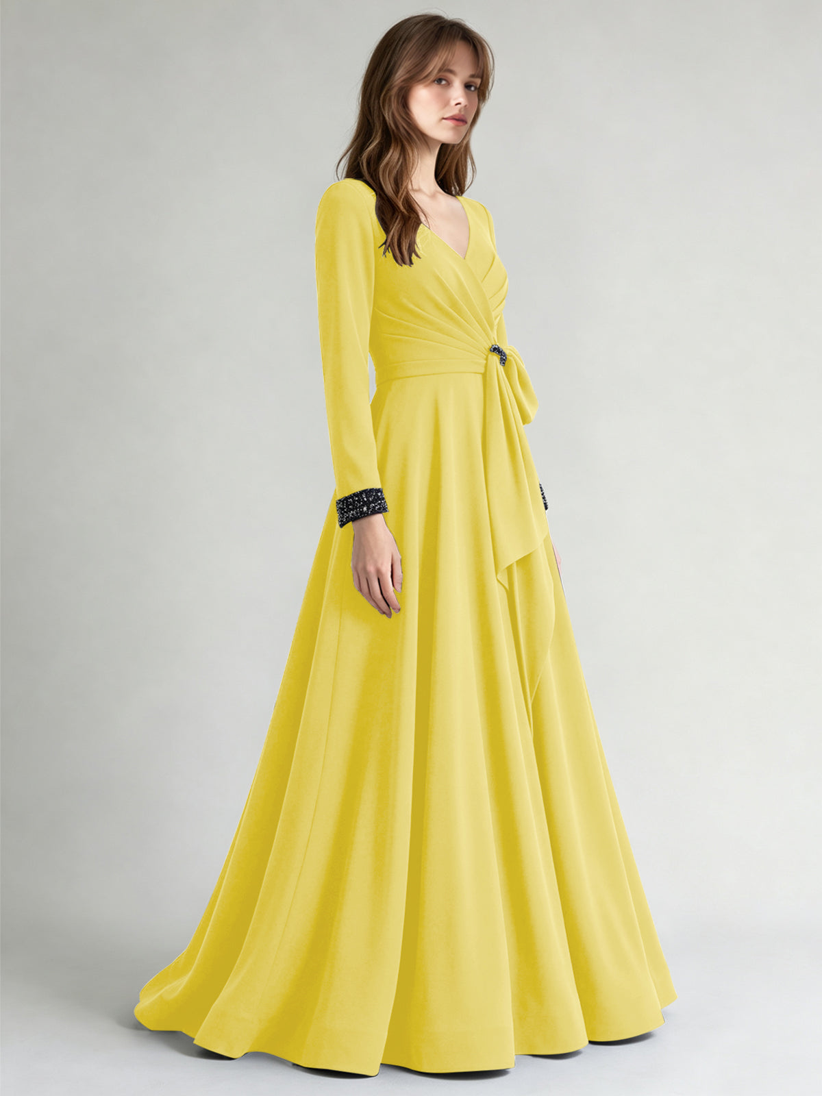 Stretch Satin Mother of the Bride Dress with Crystal