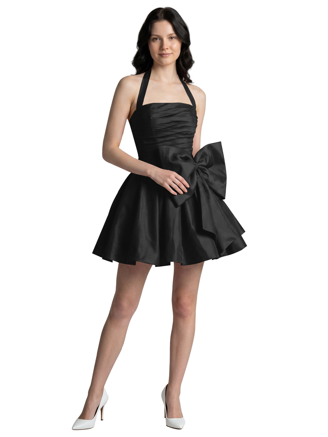 Halter Oversized Bow Mini Dress 