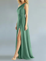 One-Shoulder Bridesmaid Dress with Slit
