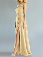 One-Shoulder Bridesmaid Dress with Slit