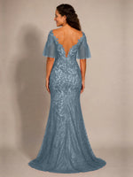 Mermaid Mother of the Bride Dress with V-neck 