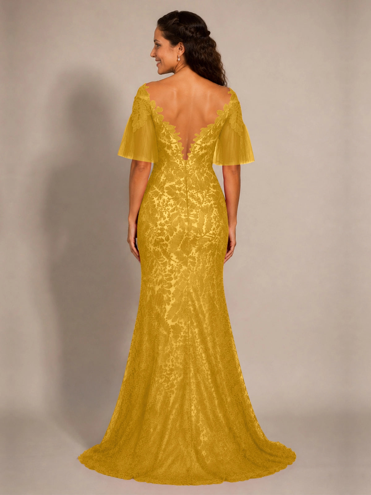 Mermaid Mother of the Bride Dress with V-neck 