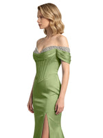 Corset Beaded Trumpet Prom Dress 