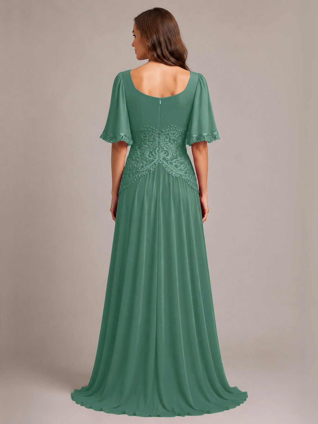 Cowl Neck Mother of the Bride Dress with Applique 