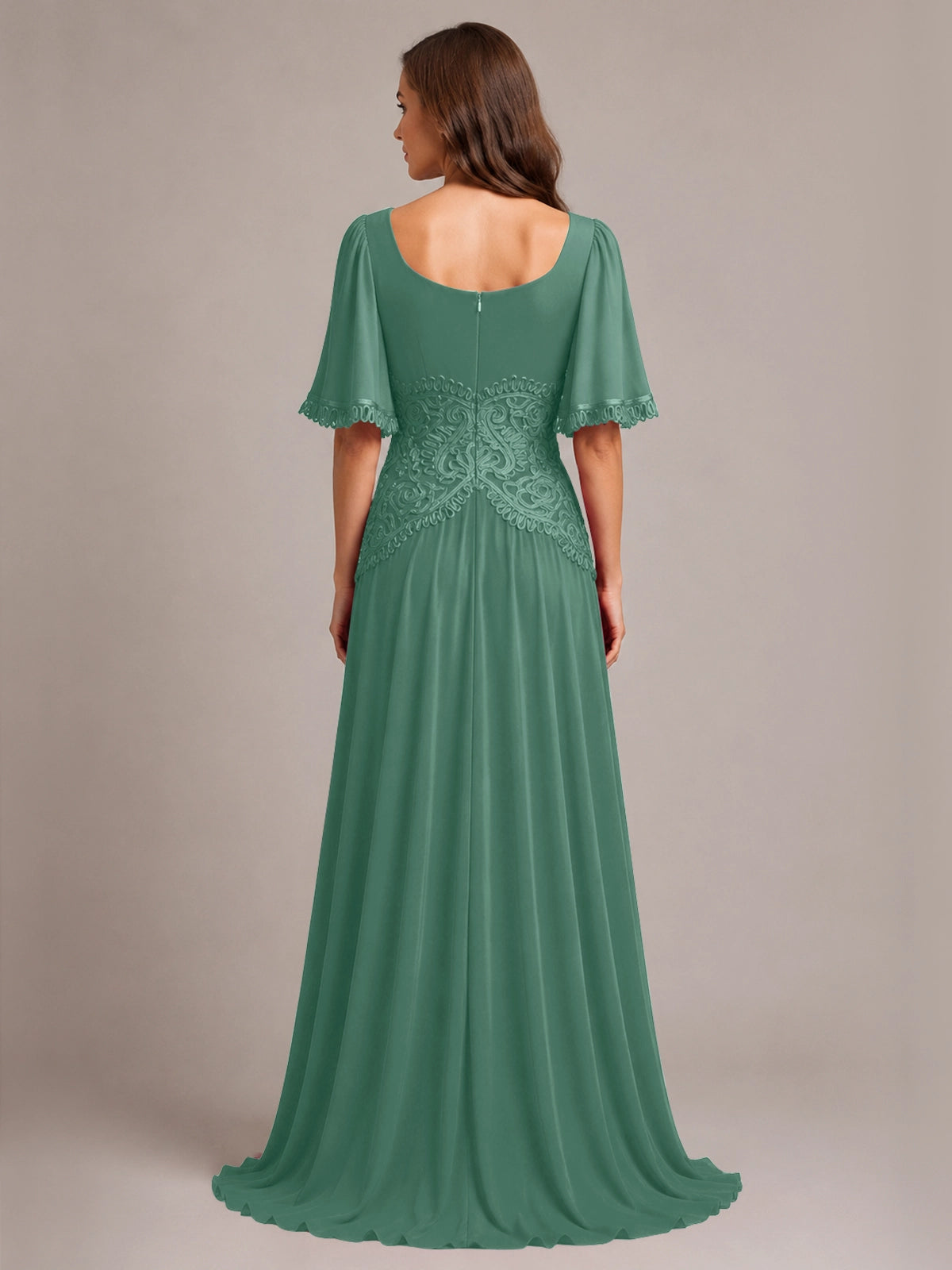 Cowl Neck Mother of the Bride Dress with Applique 