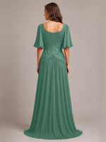 Cowl Neck Mother of the Bride Dress with Applique 