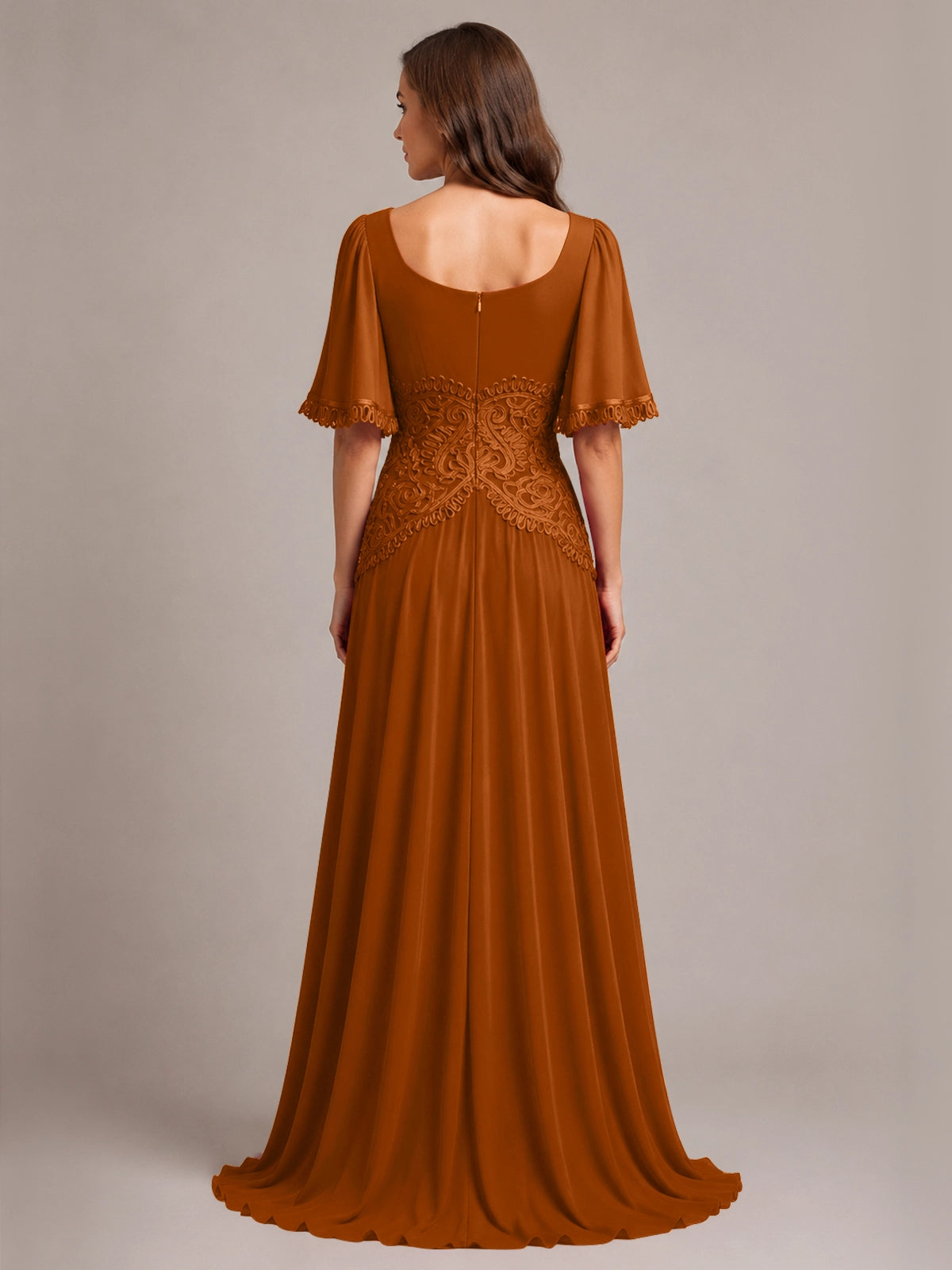 Cowl Neck Mother of the Bride Dress with Applique 