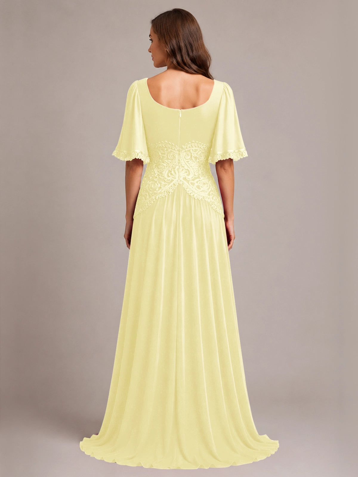 Cowl Neck Mother of the Bride Dress with Applique 