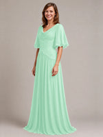 Cowl Neck Mother of the Bride Dress with Applique 