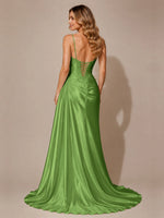 Silk-like Prom Dress with Appliques