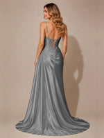 Silk-like Prom Dress with Appliques