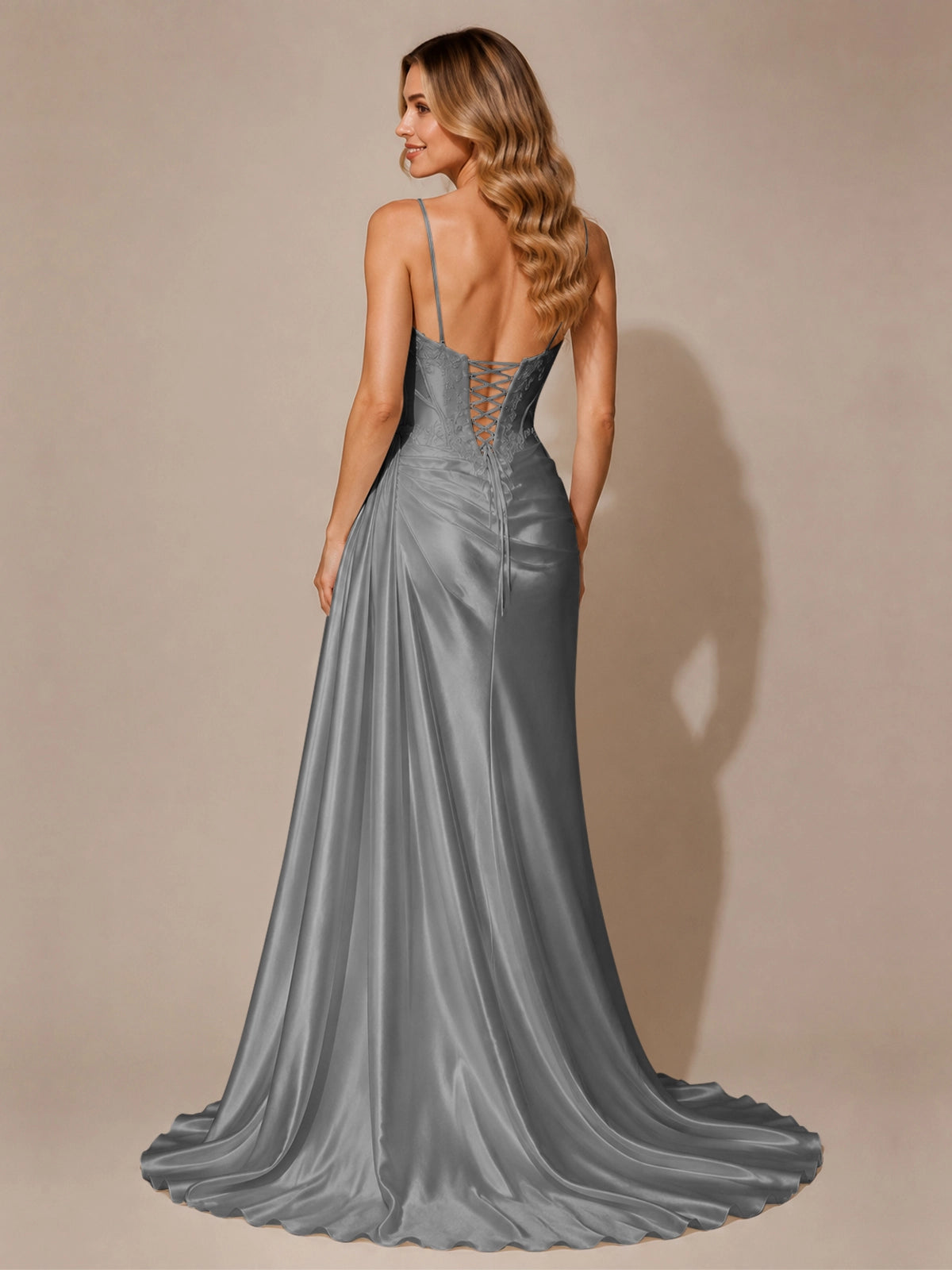 Silk-like Prom Dress with Appliques