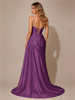 Silk-like Prom Dress with Appliques