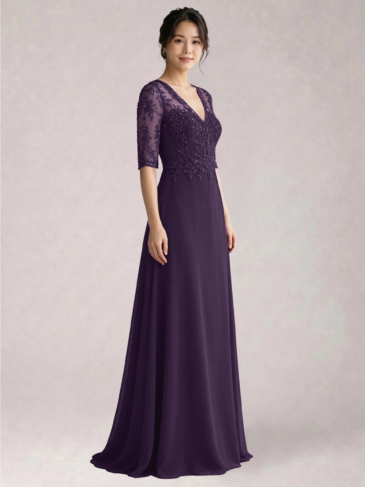 Lace Mother of the Bride Dress with Half Sleeves