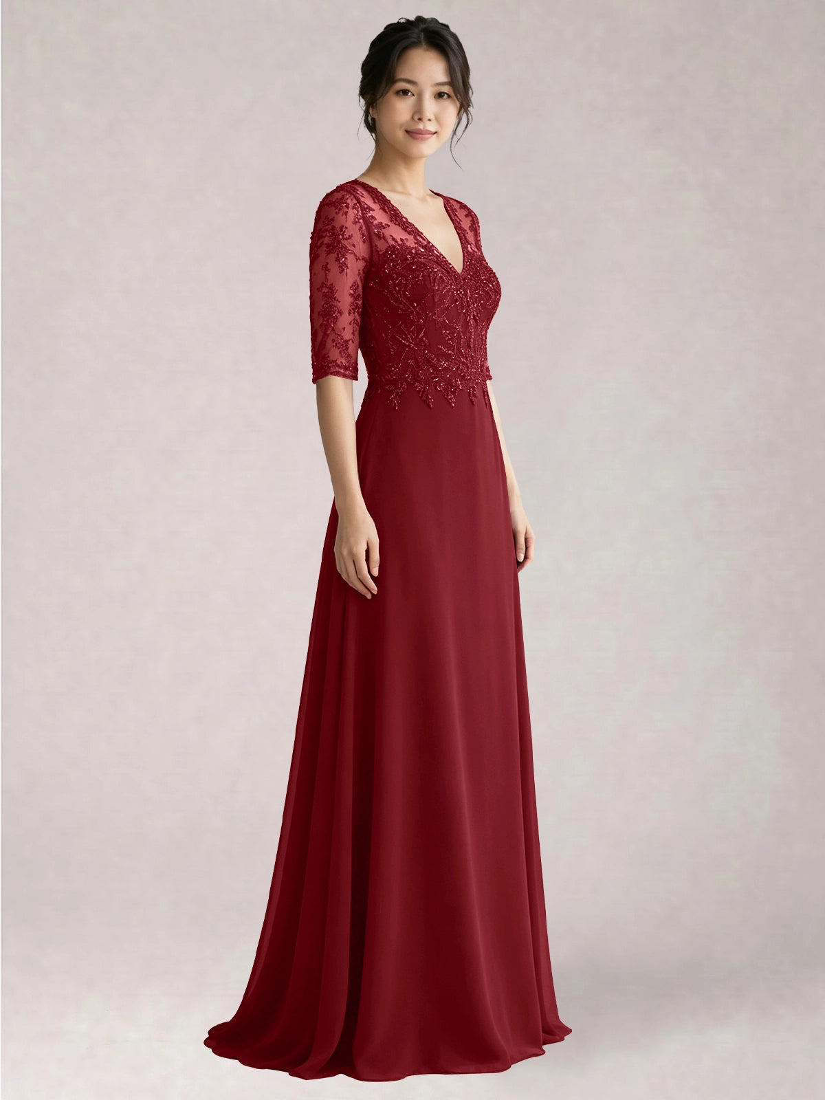 Lace Mother of the Bride Dress with Half Sleeves