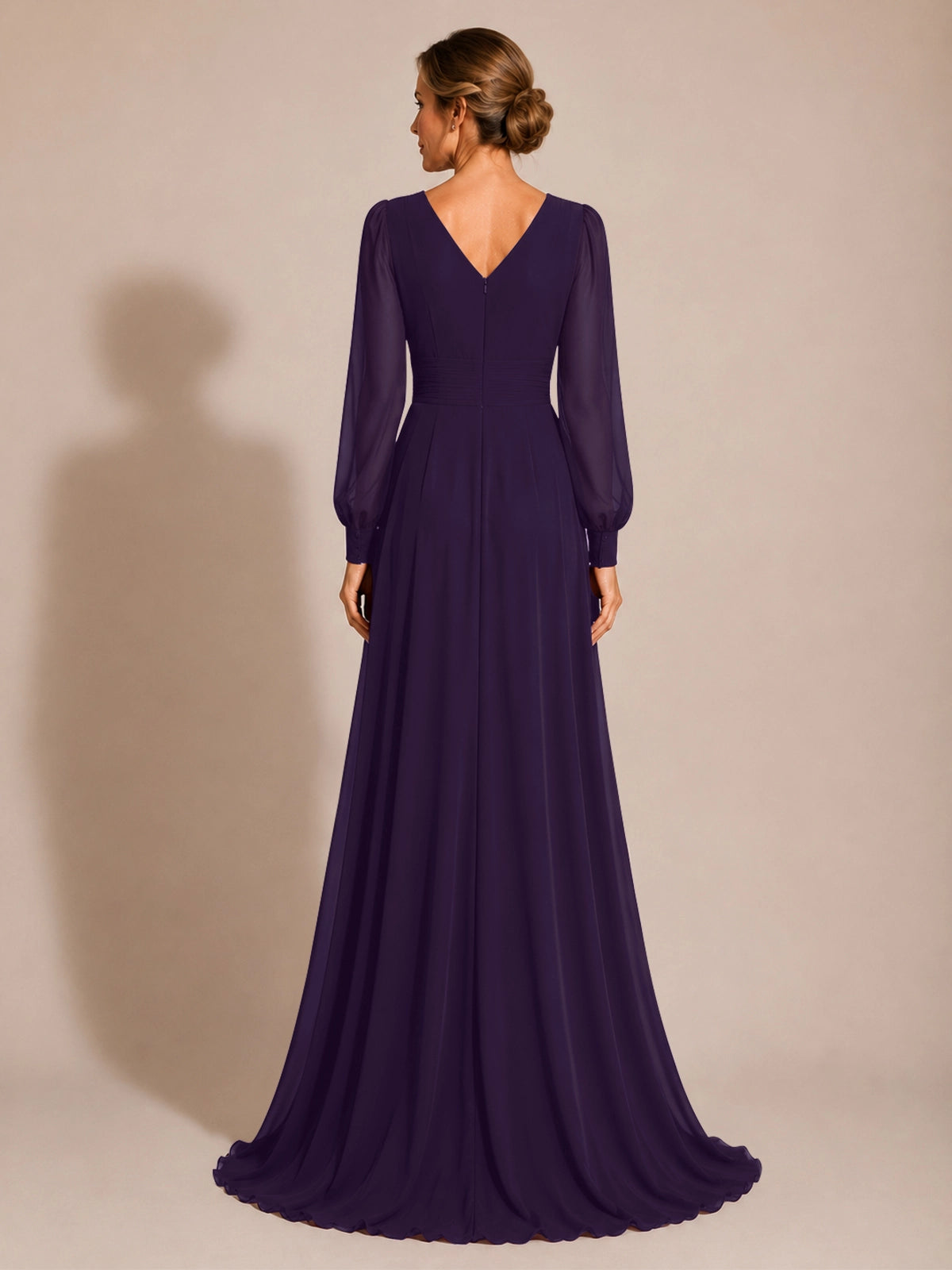 Chiffon Mother of the Bride Dress with Long Sleeves 