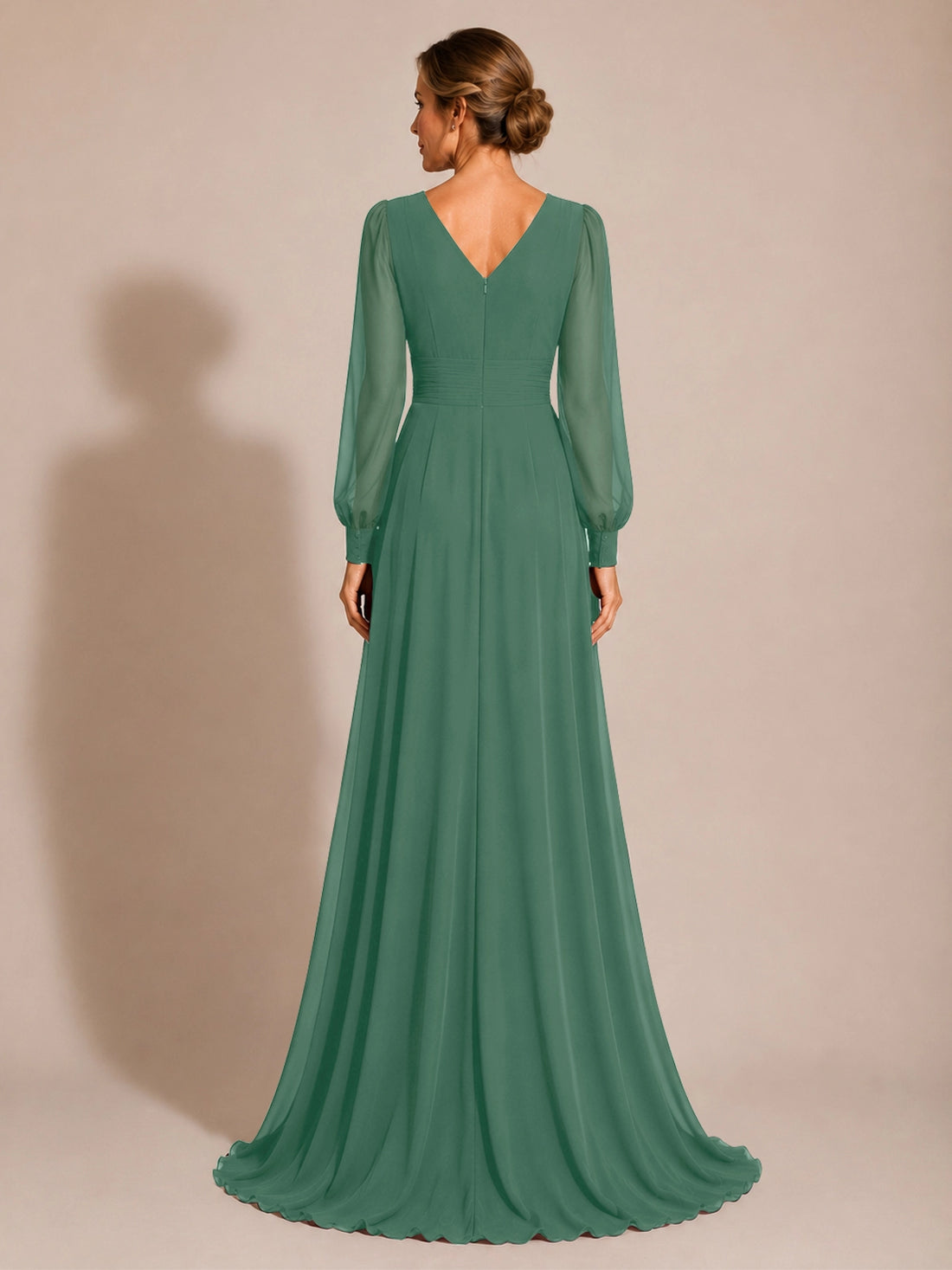 Chiffon Mother of the Bride Dress with Long Sleeves 