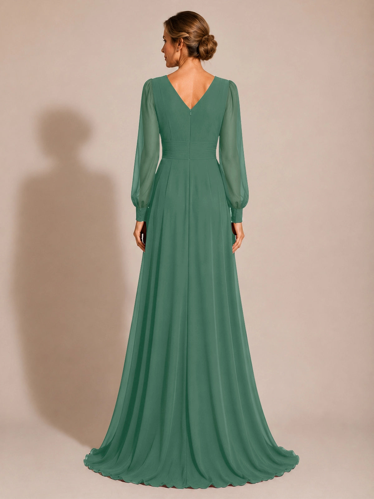 Chiffon Mother of the Bride Dress with Long Sleeves 