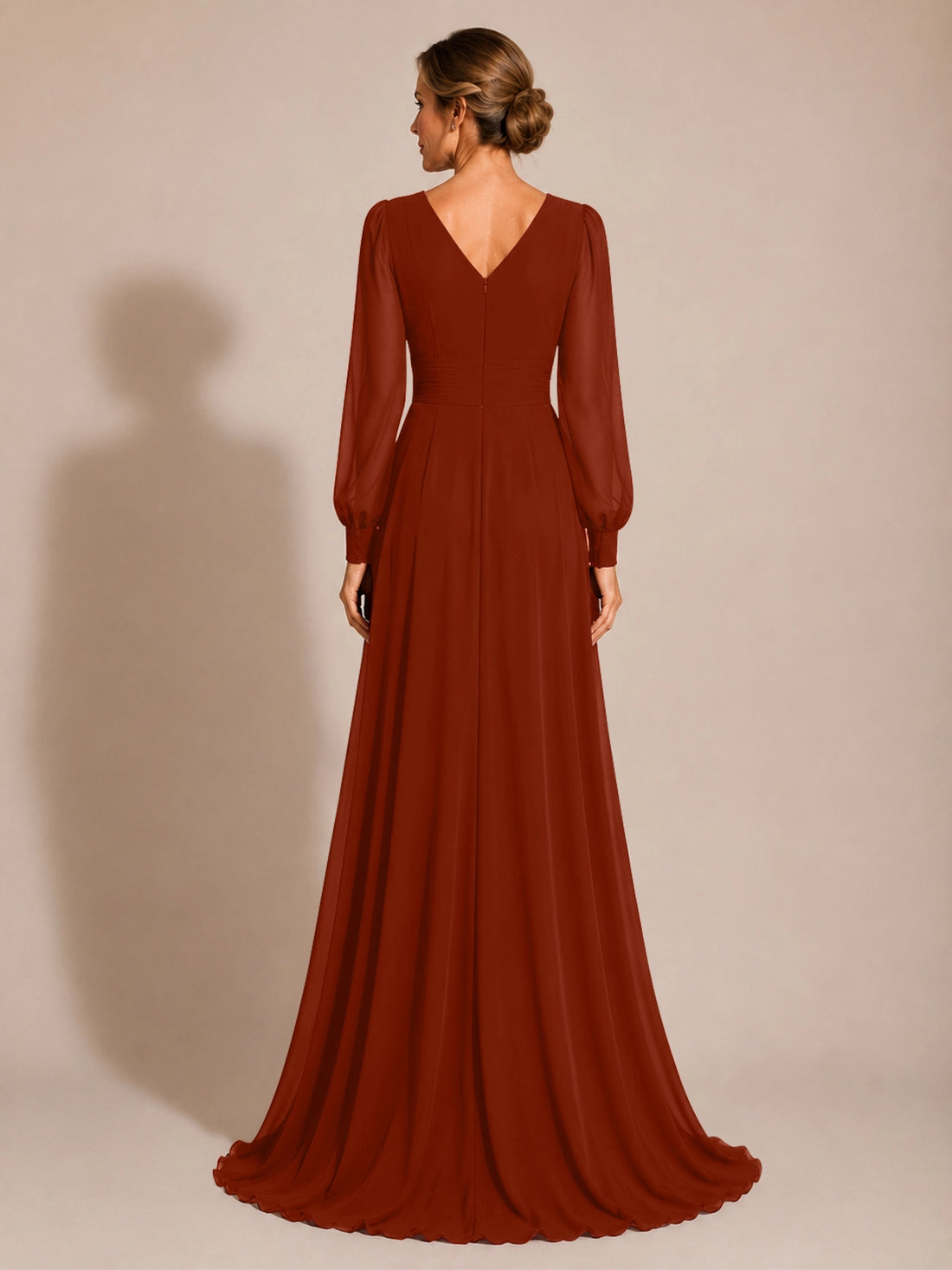 Chiffon Mother of the Bride Dress with Long Sleeves 