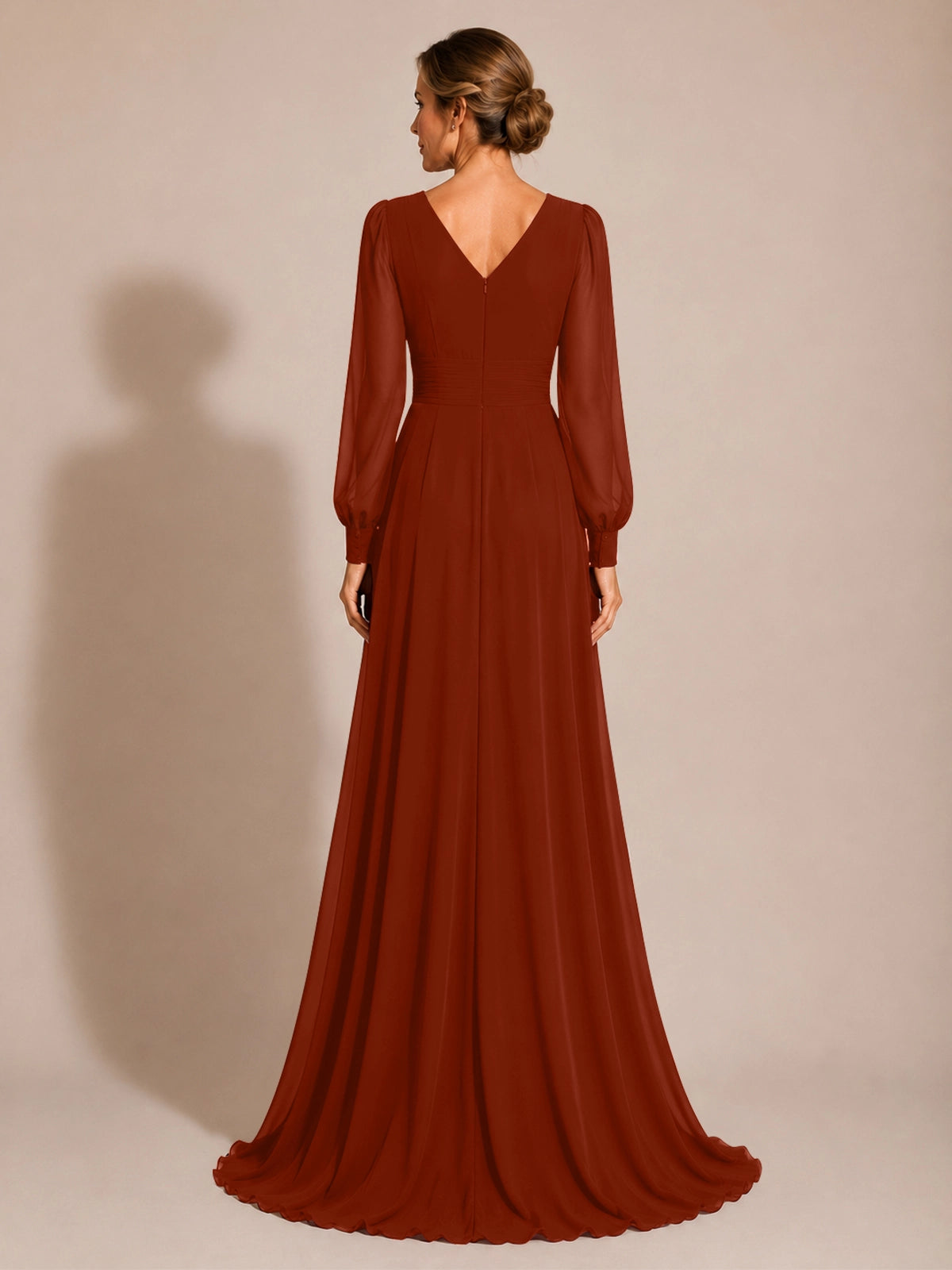 Chiffon Mother of the Bride Dress with Long Sleeves 