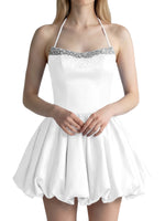 Beading Bubble Hem Mini Dress 