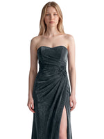 Velvet Prom Dress with Beaded Applique 