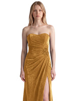 Velvet Prom Dress with Beaded Applique 