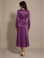 Silk-like Mother of the Bride Dress with Self-Tie Sash 