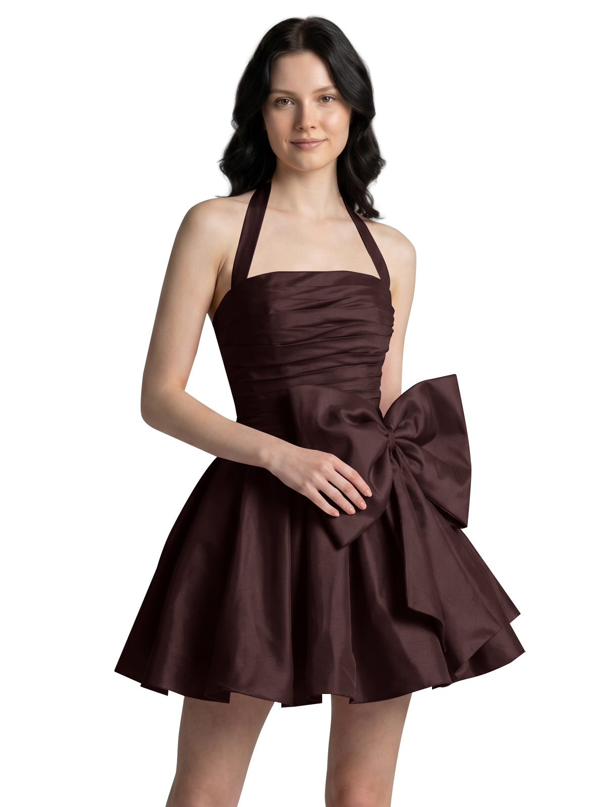 Halter Oversized Bow Mini Dress 