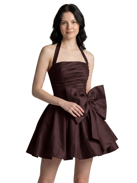 Halter Oversized Bow Mini Dress 