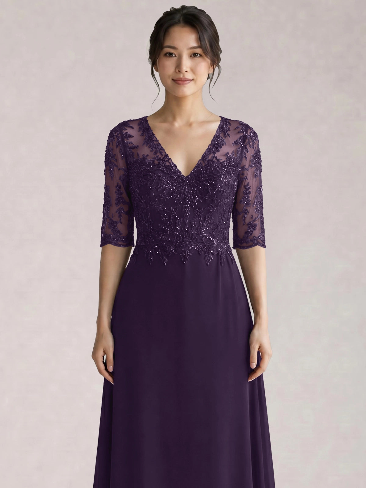 Lace Mother of the Bride Dress with Half Sleeves