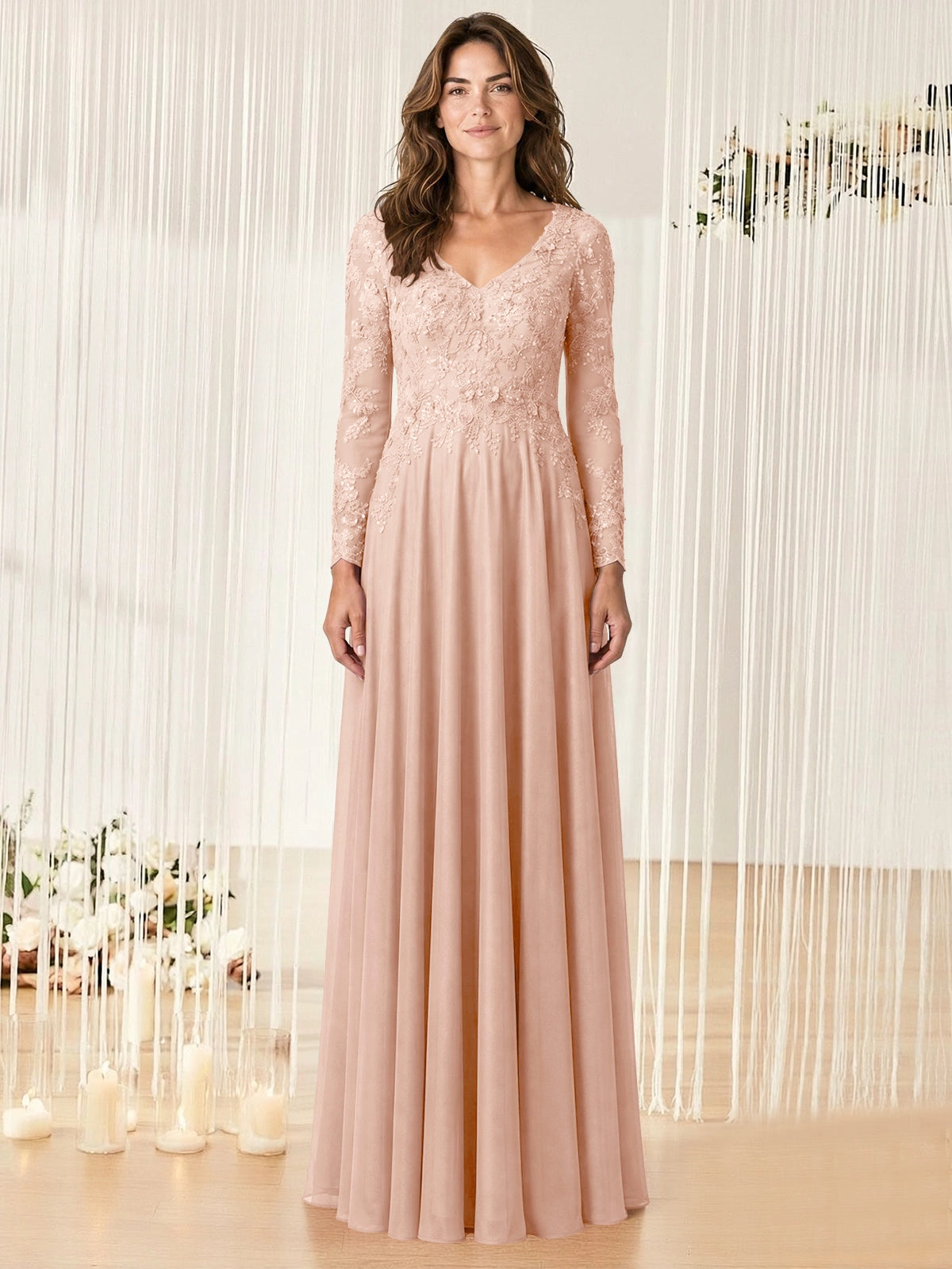 A-line Mother of the Bride Dress with Appliques