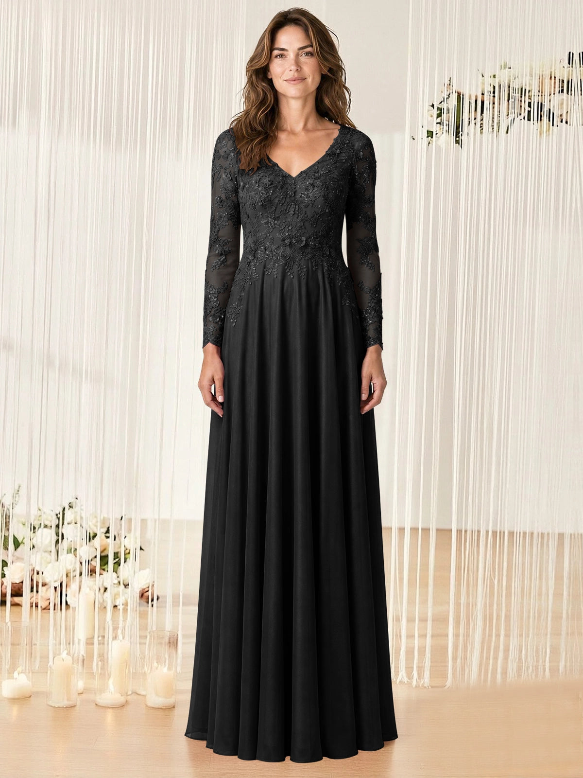 A-line Mother of the Bride Dress with Appliques