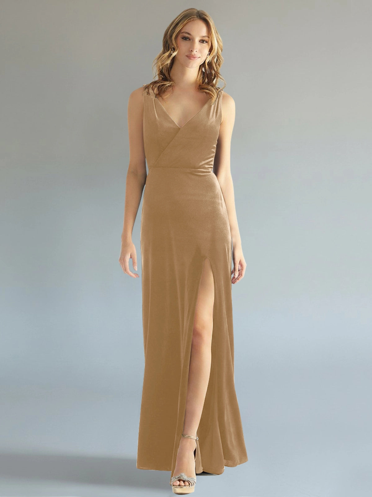 Velvet Bridesmaid Dress with Slit 