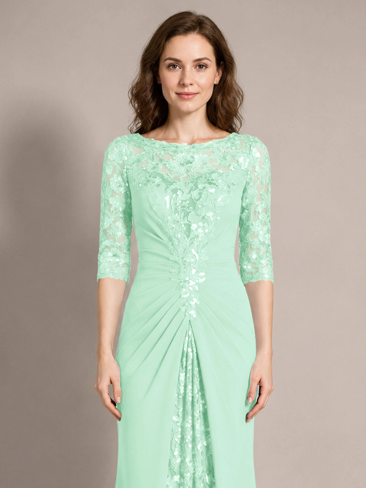 Lace Mother of the Bride Dress with Applique 