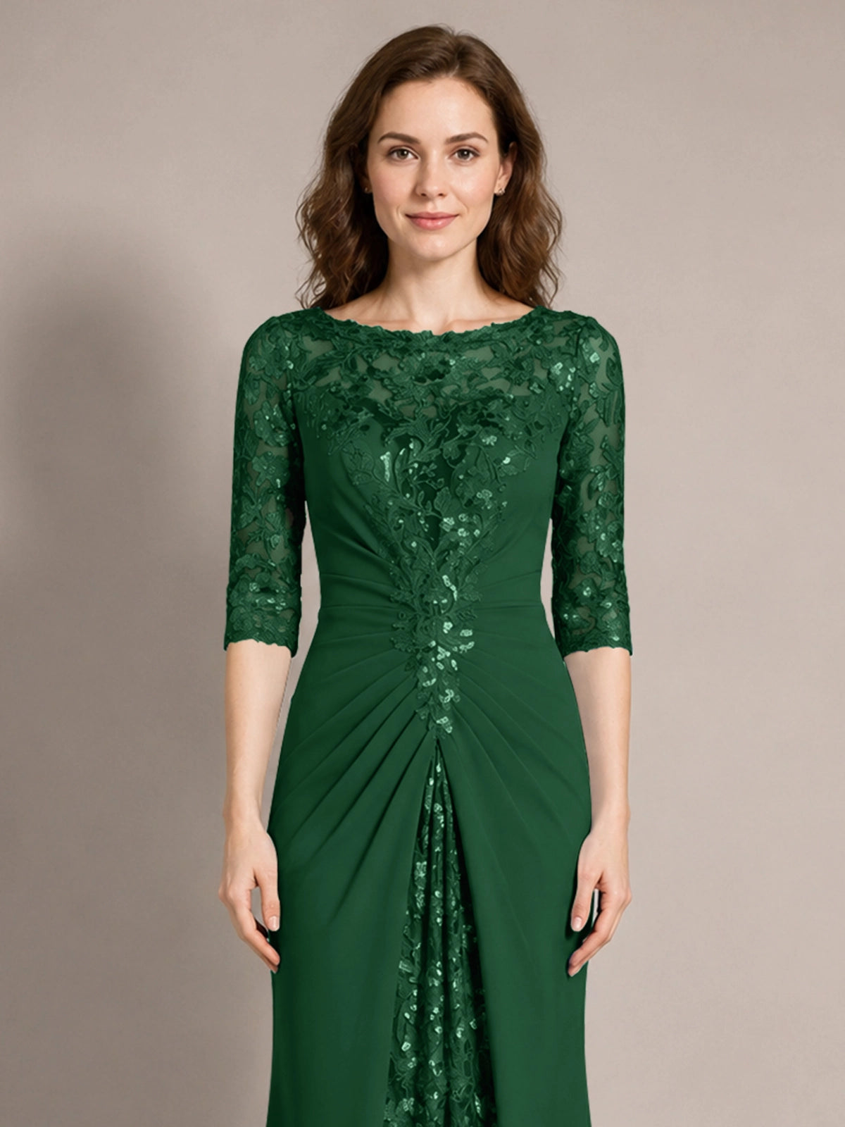 Lace Mother of the Bride Dress with Applique 