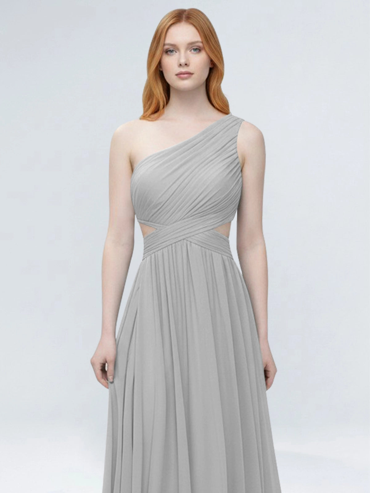 One-Shoulder Side Cut-Out Bridesmaid Dress 