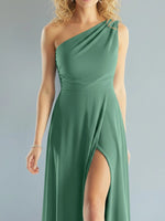 One-Shoulder Bridesmaid Dress with Slit