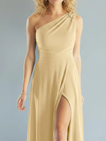 One-Shoulder Bridesmaid Dress with Slit