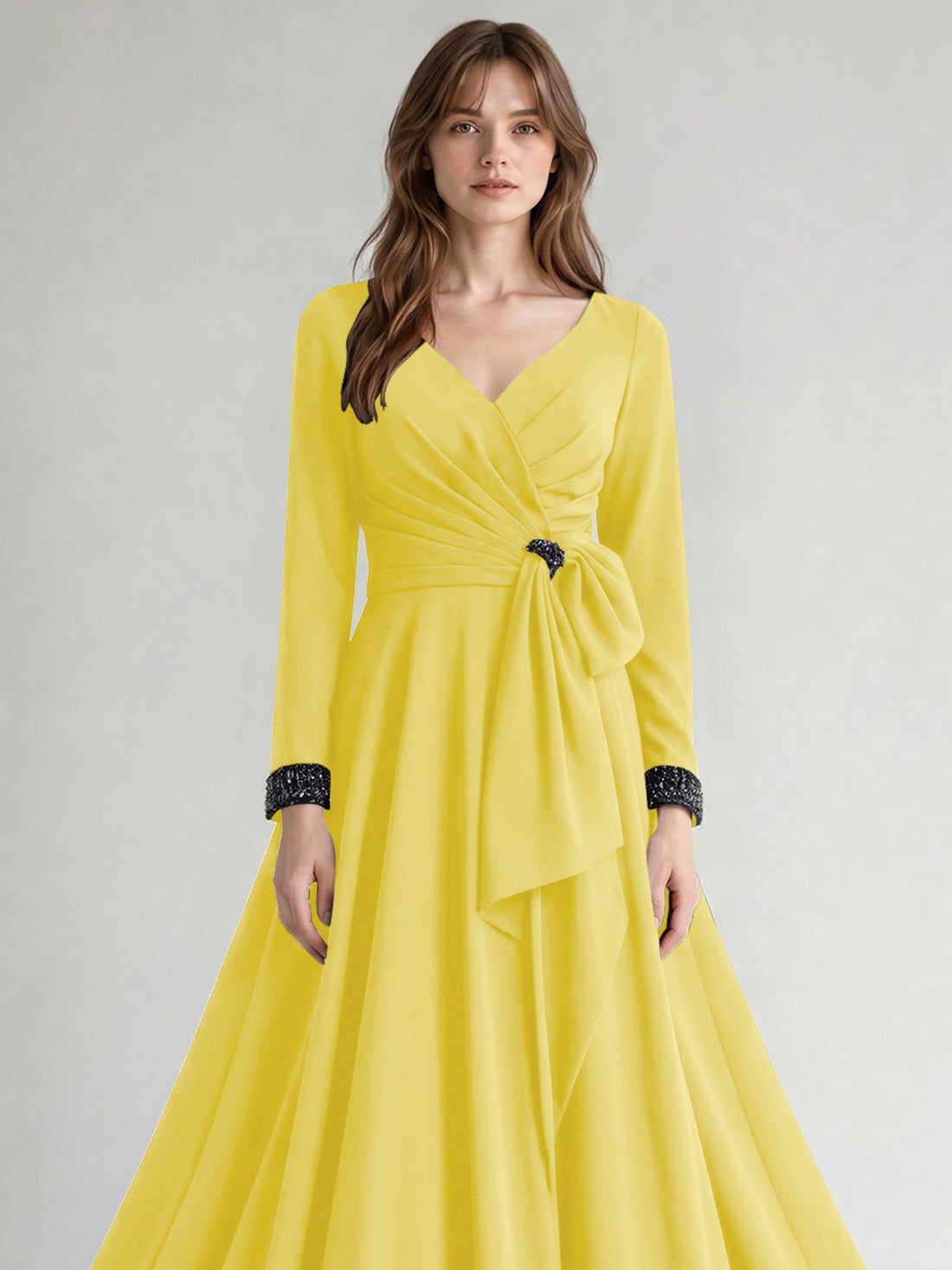 Stretch Satin Mother of the Bride Dress with Crystal