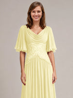 Cowl Neck Mother of the Bride Dress with Applique 