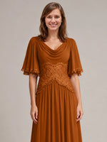Cowl Neck Mother of the Bride Dress with Applique 