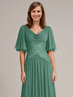 Cowl Neck Mother of the Bride Dress with Applique 