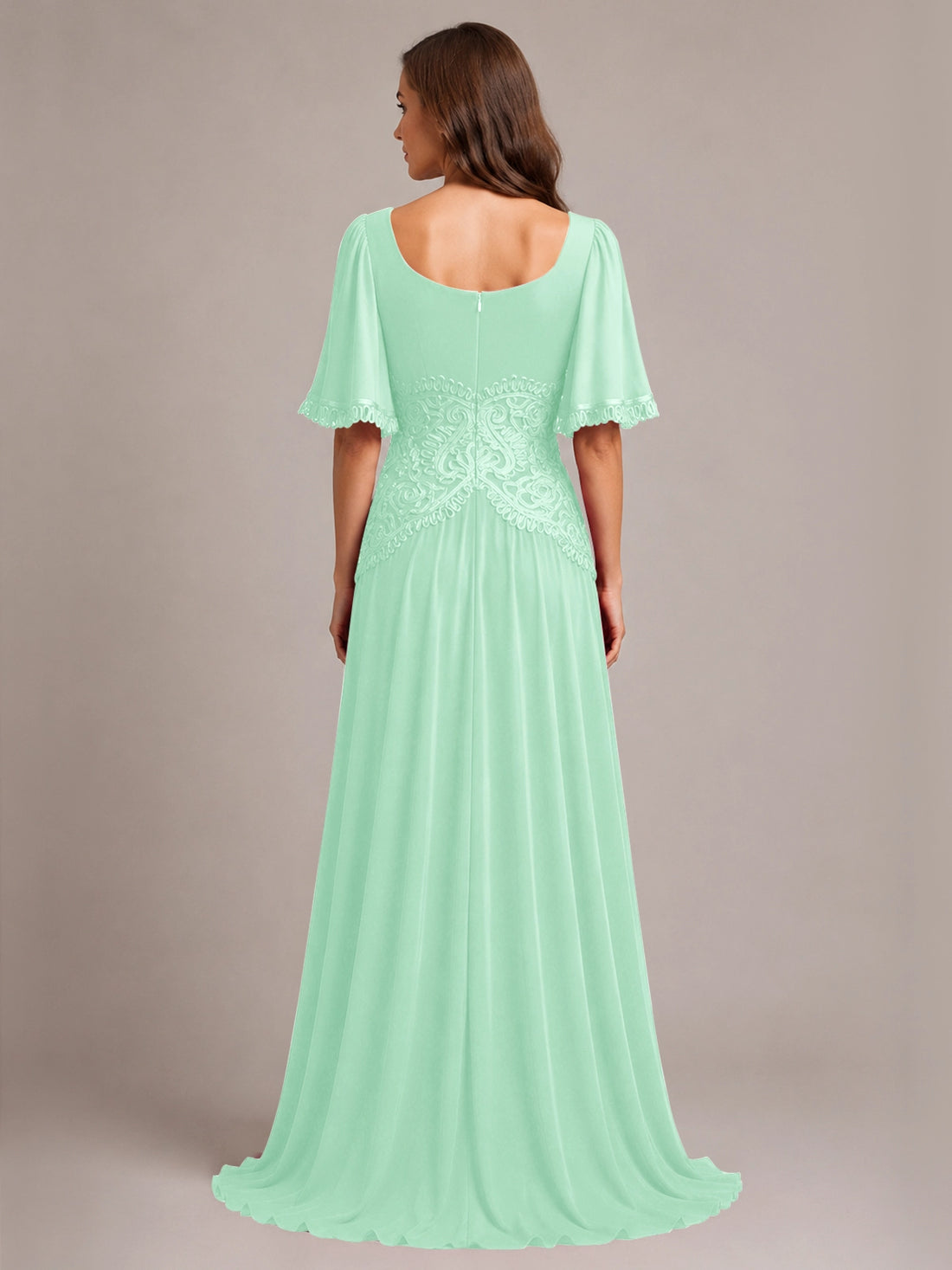 Cowl Neck Mother of the Bride Dress with Applique 