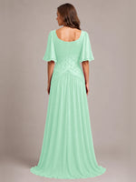 Cowl Neck Mother of the Bride Dress with Applique 